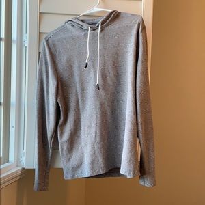 Long sleeve striped hooded shirt